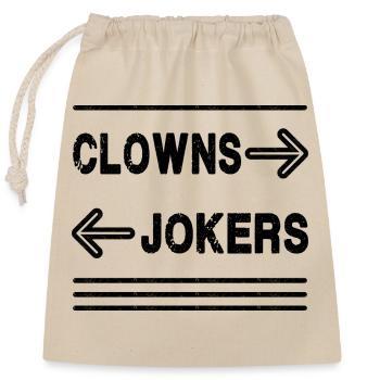 Clowns links, Joker rechts - Meme - Verschließbarer Geschenkbeutel aus Baumwolle (25x30cm) - Natur - Vorne