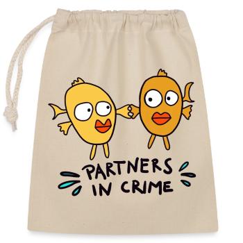 Partners in Crime - Closable cotton gift bag (25x30cm) - nature - Front