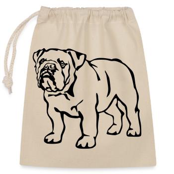 Englische Bulldogge - Verschließbarer Geschenkbeutel aus Baumwolle (25x30cm) - Natur - Vorne