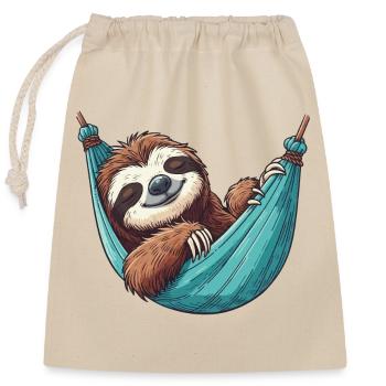 Sloth sleeping in hammock pajamas - Closable cotton gift bag (25x30cm) - nature - Front