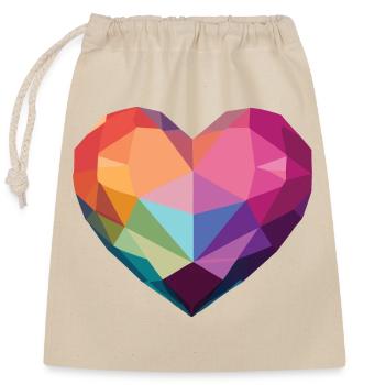 Liebe - Low Poly Herz - Verschließbarer Geschenkbeutel aus Baumwolle (25x30cm) - Natur - Vorne