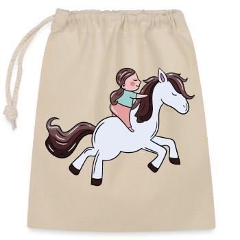 Cavalier Poney Fille Équitation Ross Poney Ferme Enfant - Sac cadeau en coton avec cordon (25 x 30 cm) - nature - Devant