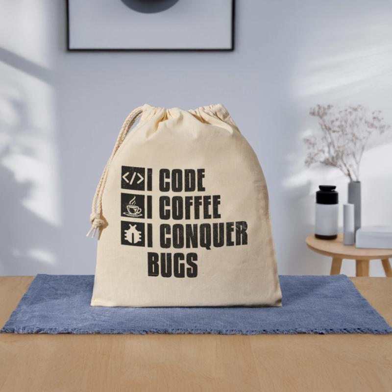 Café Codage Programmeur Codeur Développeur Nerd Coff Sac cadeau en coton avec cordon (25 x 30 cm)