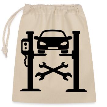 Car garage logo - Closable cotton gift bag (25x30cm) - nature - Front