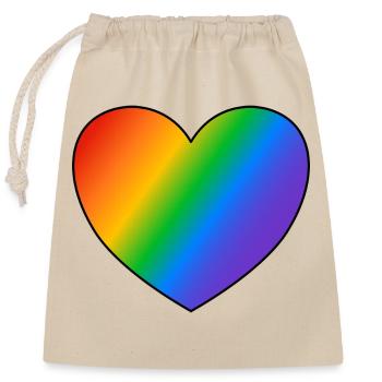 Regenbogen Herz Pride Flagge - Verschließbarer Geschenkbeutel aus Baumwolle (25x30cm) - Natur - Vorne