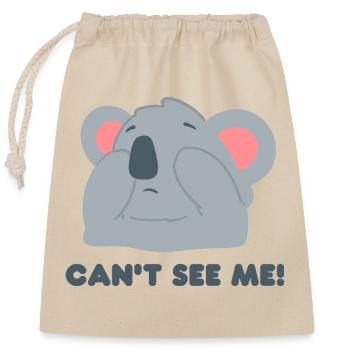 Koala Design "CAN ́T SEE ME" - Closable cotton gift bag (25x30cm) - nature - Front