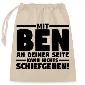 Vorname Ben - Verschließbarer Geschenkbeutel aus Baumwolle (25x30cm) - Natur - Vorne