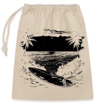 Graphismes de surf - Sac cadeau en coton avec cordon (25 x 30 cm) - nature - Devant