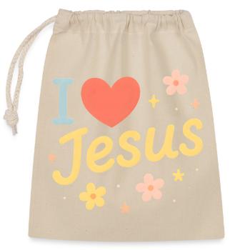 Ich liebe Jesus - Verschließbarer Geschenkbeutel aus Baumwolle (25x30cm) - Natur - Vorne