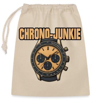 Chrono Junkie – Vintage Vibes für Zeitliebhaber - Verschließbarer Geschenkbeutel aus Baumwolle (25x30cm) - Natur - Vorne