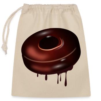 Chocolate donut motif with shiny glaze - Closable cotton gift bag (25x30cm) - nature - Front