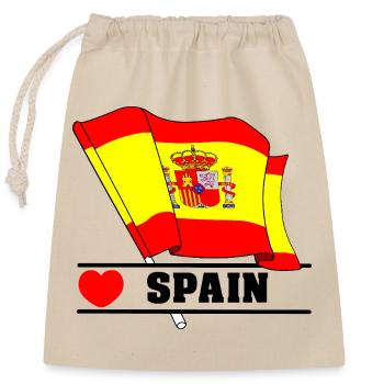 Spanische Flagge mit Herz – Liebe zu Spanien - Verschließbarer Geschenkbeutel aus Baumwolle (25x30cm) - Natur - Vorne