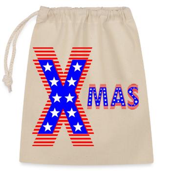 American Patriotic Neon Design XMAS - Closable cotton gift bag (25x30cm) - nature - Front