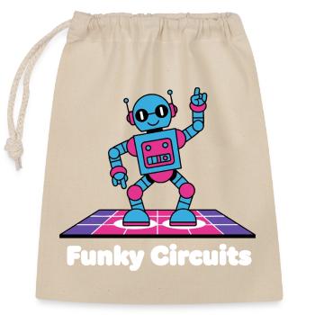 Funky Circuits Robots - Closable cotton gift bag (25x30cm) - nature - Front