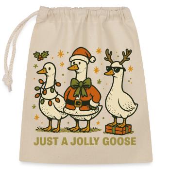 Weihnachten nur eine lustige Gans Lustig - Verschließbarer Geschenkbeutel aus Baumwolle (25x30cm) - Natur - Vorne