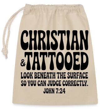 Christian Tattooed - Sac cadeau en coton avec cordon (25 x 30 cm) - nature - Devant