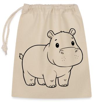 Cute Baby Hippo Comic Outline - Closable cotton gift bag (25x30cm) - nature - Front