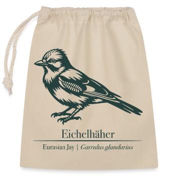 Jay Silhouette | Ornithology | Drawing - Closable cotton gift bag (25x30cm) - nature - Front