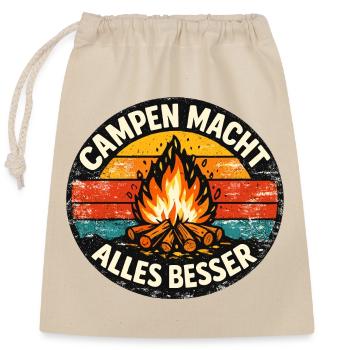 Campen macht alles besser - Verschließbarer Geschenkbeutel aus Baumwolle (25x30cm) - Natur - Vorne
