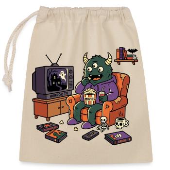 Films d’horreur du cinéma de monstres Popcorn - Sac cadeau en coton avec cordon (25 x 30 cm) - nature - Devant
