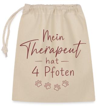 Mein Therapeut hat Vier Pfoten - Verschließbarer Geschenkbeutel aus Baumwolle (25x30cm) - Natur - Vorne