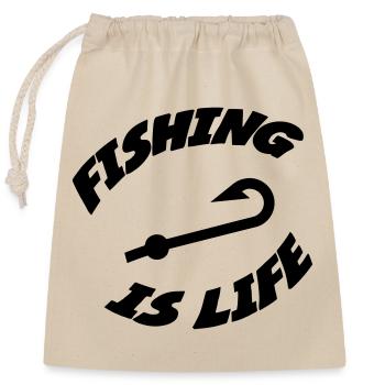 Fishing is life ! - Sac cadeau en coton avec cordon (25 x 30 cm) - nature - Devant