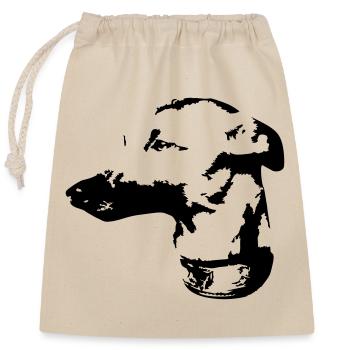 Whippet Kopf - Verschließbarer Geschenkbeutel aus Baumwolle (25x30cm) - Natur - Vorne