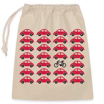 Vélo au lieu de voiture - Sac cadeau en coton avec cordon (25 x 30 cm) - nature - Devant