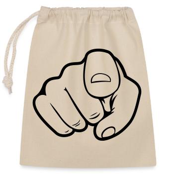 Finger Zeigen Hand - Verschließbarer Geschenkbeutel aus Baumwolle (25x30cm) - Natur - Vorne