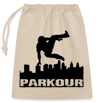 Parkour - Closable cotton gift bag (25x30cm) - nature - Front