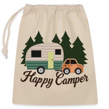Happy Camper, Amateur de randonnée et de camping, Cadeau de camping-car - Sac cadeau en coton avec cordon (25 x 30 cm) - nature - Devant