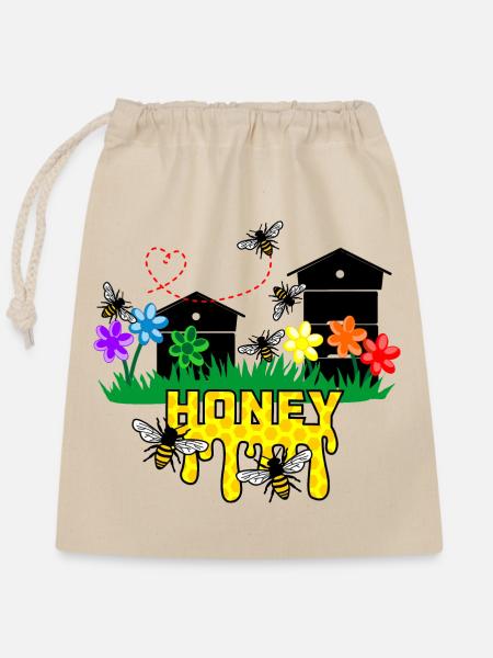Honiggewächshäuser oder Bienenstöcke mit Bienen - Verschließbarer Geschenkbeutel aus Baumwolle (25x30cm) - Natur