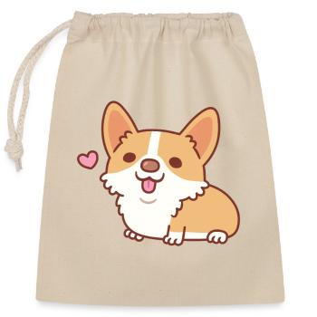 Süßer kleiner Corgi Hund Welpe - Verschließbarer Geschenkbeutel aus Baumwolle (25x30cm) - Natur - Vorne