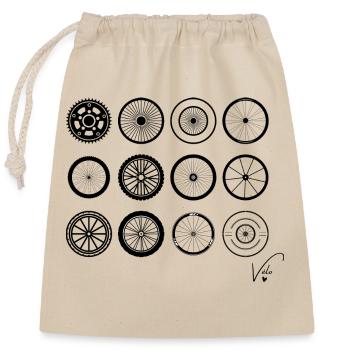 bicycle wheels - Closable cotton gift bag (25x30cm) - nature - Front