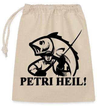 PETRI HEIL! ANGLER - Verschließbarer Geschenkbeutel aus Baumwolle (25x30cm) - Natur - Vorne