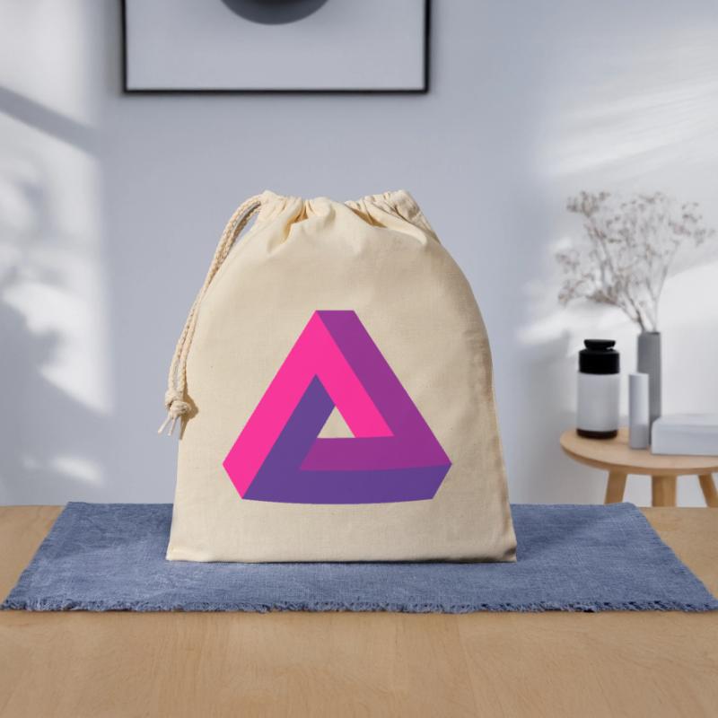 Mind-Bending Perspective: Impossible 3D Triangle Closable cotton gift bag (25x30cm)