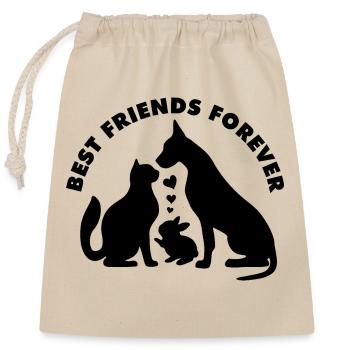 Best friends forever - Closable cotton gift bag (25x30cm) - nature - Front