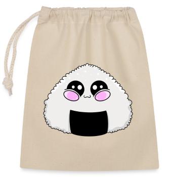 Onigiri Kawaii - Verschließbarer Geschenkbeutel aus Baumwolle (25x30cm) - Natur - Vorne