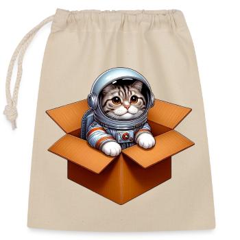 Astronaut Katze - Verschließbarer Geschenkbeutel aus Baumwolle (25x30cm) - Natur - Vorne
