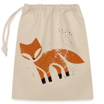 Rustic fox in stamp look - Closable cotton gift bag (25x30cm) - nature - Front