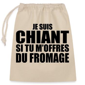 Homme qui adore : Fromage. Design Drôle Humour - Sac cadeau en coton avec cordon (25 x 30 cm) - nature - Devant