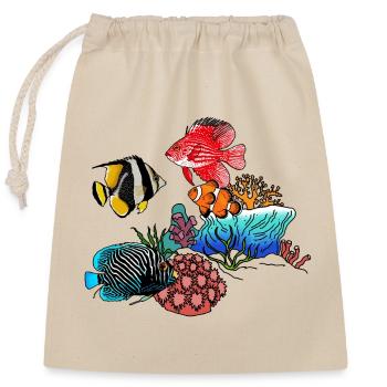 Exotische Fische und Korallen - Verschließbarer Geschenkbeutel aus Baumwolle (25x30cm) - Natur - Vorne