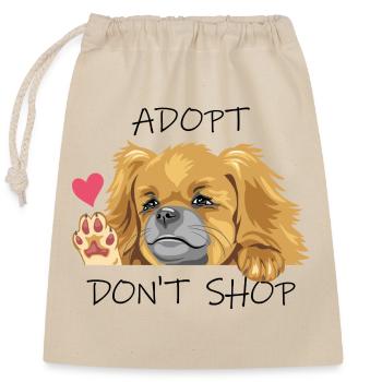 Jeter un coup d’œil en agitant le chien pékinois triste - Sac cadeau en coton avec cordon (25 x 30 cm) - nature - Devant