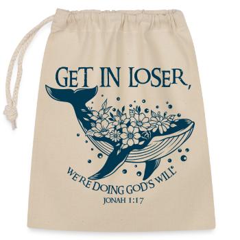 Flower Whales Bible Verse Illustration - Closable cotton gift bag (25x30cm) - nature - Front