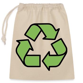 Recycling Sign Outline - Closable cotton gift bag (25x30cm) - nature - Front