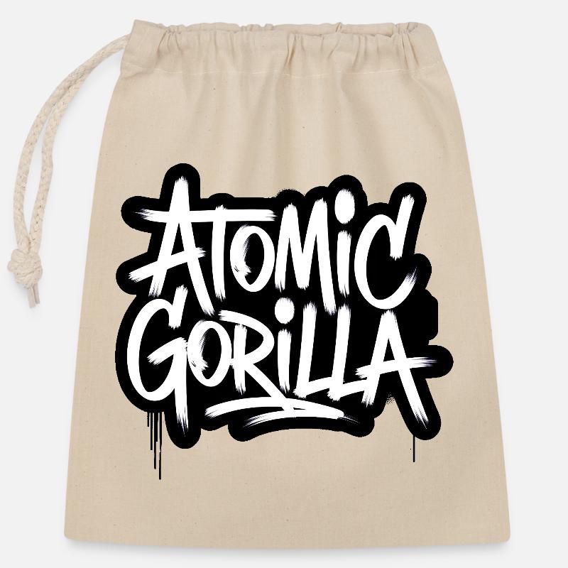 Atomar-Gorilla - Verschließbarer Geschenkbeutel aus Baumwolle (25x30cm) - Natur