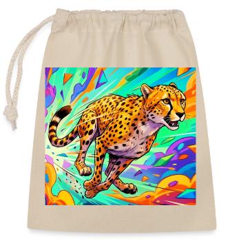 guépard - Sac cadeau en coton avec cordon (25 x 30 cm) - nature - Devant