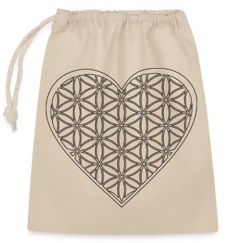Herz & Lebensblume - Liebe & positive Vibes Shirt - Verschließbarer Geschenkbeutel aus Baumwolle (25x30cm) - Natur - Vorne