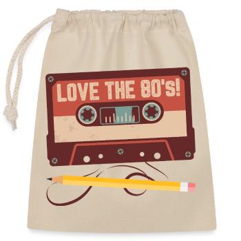 Love The 80s Retro Cassette Tape Design - Verschließbarer Geschenkbeutel aus Baumwolle (25x30cm) - Natur - Vorne