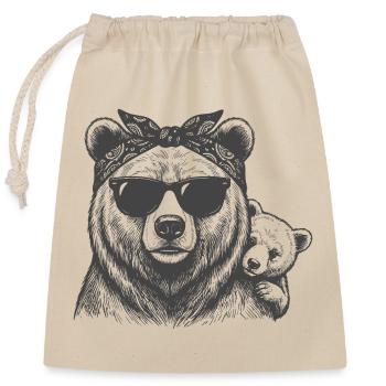 Mama Bear and Baby - Closable cotton gift bag (25x30cm) - nature - Front